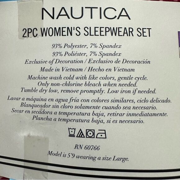 2 PIECE NAUTICA PINK SILKY STRETCH FLEECE SLEEPWEAR LOUNGE SET PLUS SIZE - Picture 6 of 6